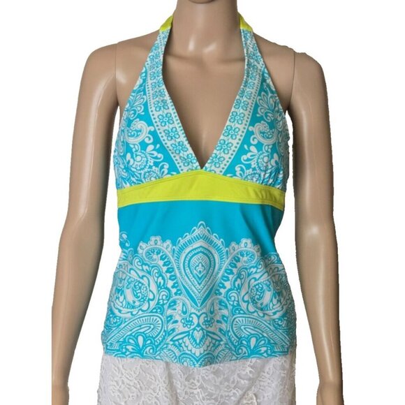 Athleta Floral paisley multicolor Halter Tankini Top Size M - Picture 1 of 8